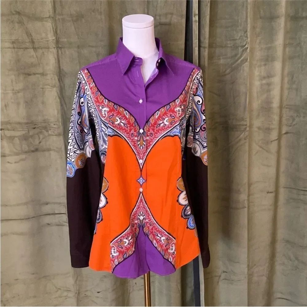 ETRO 100% cotton Colorful Women's Patterned Top, S